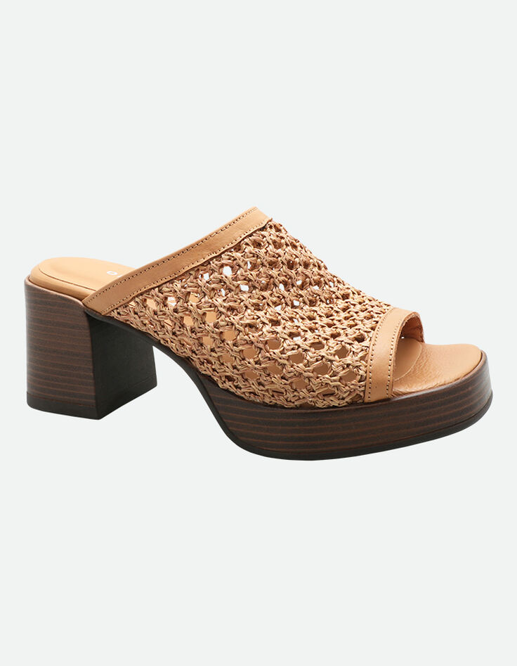 O.KOALA - Mules camel tressées à talon-4