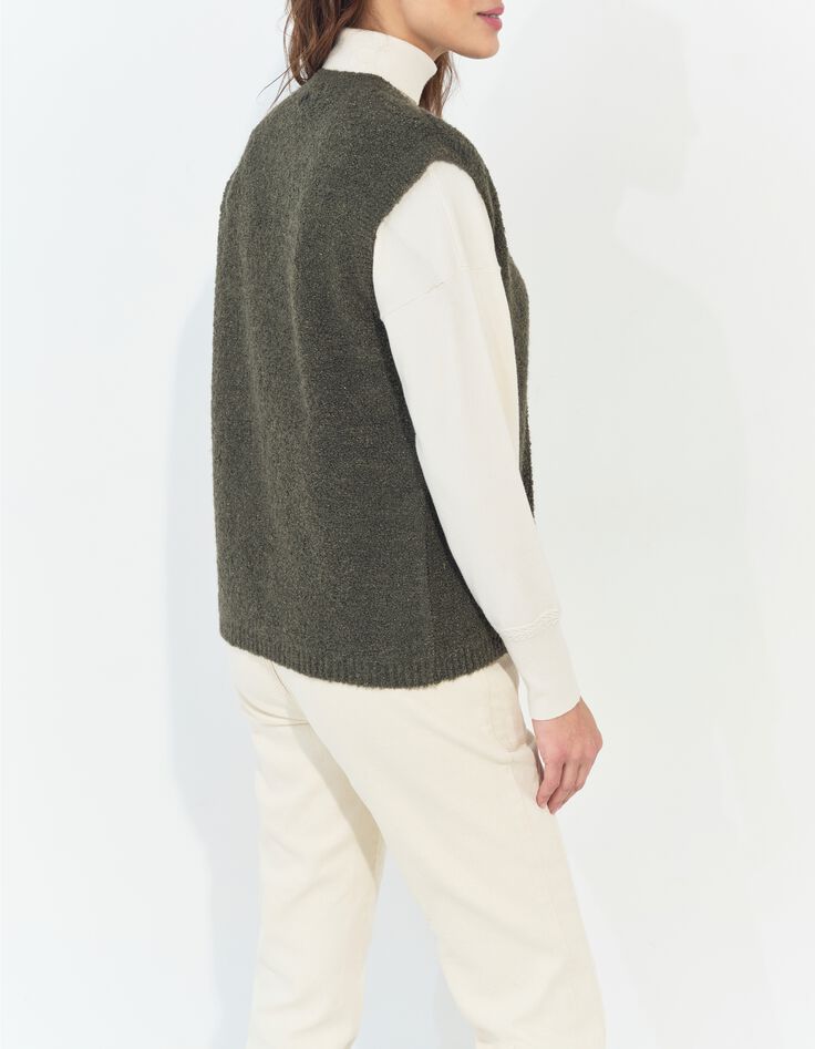 TESSA - Cardigan kaki sans manches tricot lurex-6