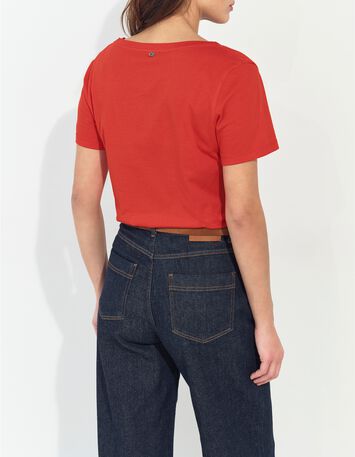 MADIE - T-shirt orange coton bio visuel danseuse arty -4