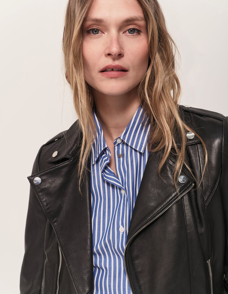DEAN - Blouson biker noir en cuir-2