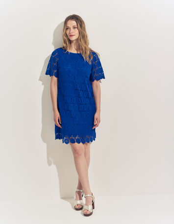 RIELLE - Robe bleue dentelle esprit macramé -5