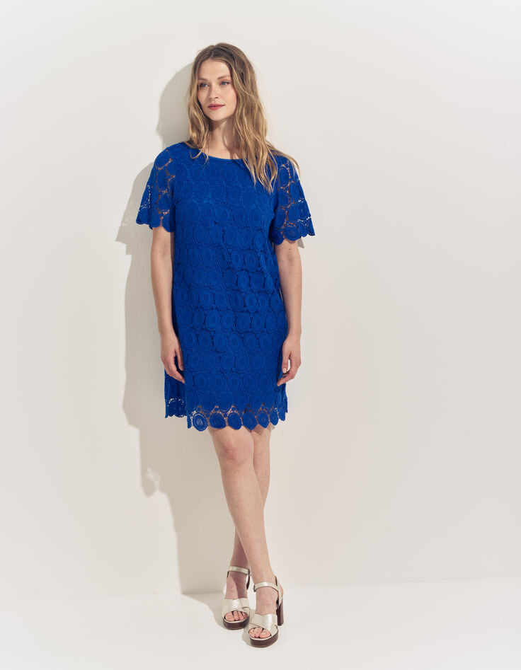 RIELLE - Robe bleue dentelle esprit macramé -5 RIELLE - Robe bleue dentelle esprit macramé -5