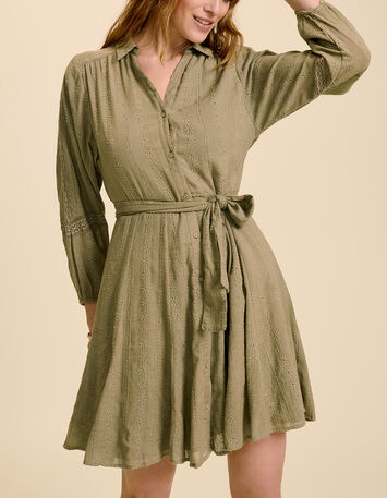 RINDA - Robe chemise lichen broderies et dentelle all over-1
