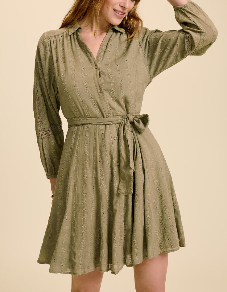 RINDA - Robe chemise lichen broderies et dentelle all over-1