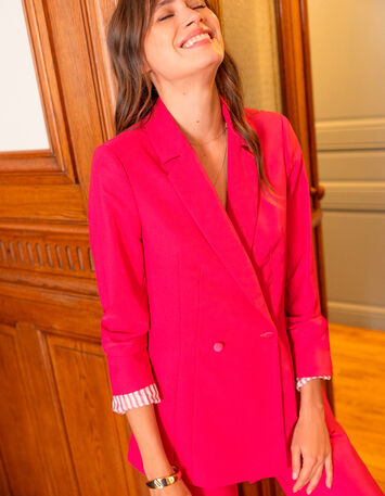 VILA - Veste de costume croisée rose -2