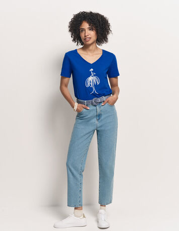 MADIAN - T-shirt bleu coton bio danseuse velours-6