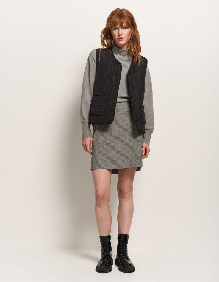 ARIEL - Gilet réversible noir et motif léopard-7