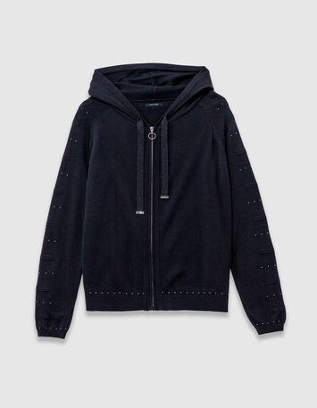 TAÏGA - Cardigan noir à capuche et clous-6 TAÏGA - Cardigan noir à capuche et clous-6