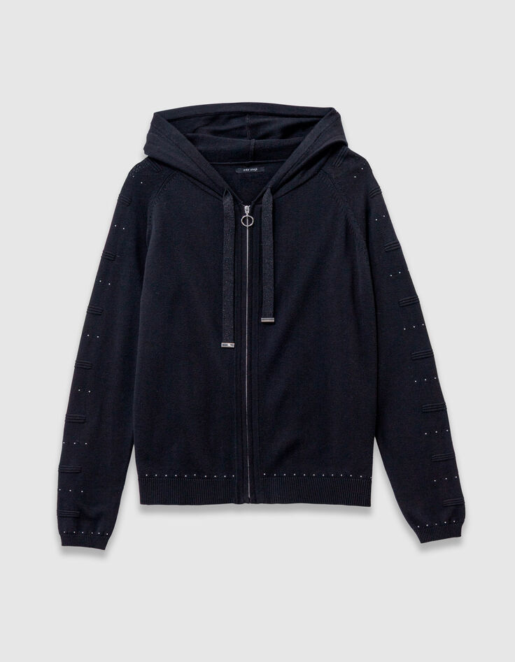 TAÏGA - Cardigan noir à capuche et clous-6 TAÏGA - Cardigan noir à capuche et clous-6