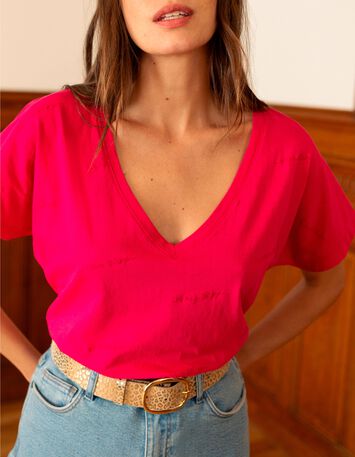 MILLET - T-shirt rose broderies logo -1