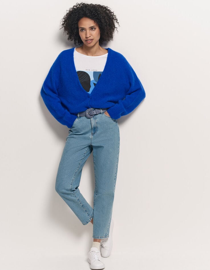 MAGICA - T-shirt écru coton bio danseuse bleue revisitée-5 MAGICA - T-shirt écru coton bio danseuse bleue revisitée-5