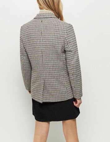 VICTIM - Veste de costume camel à motif pied-de-poule-2