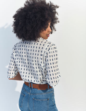 CLAUDIA - Top blanc jacquard minimaliste -3