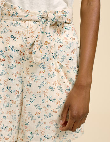 JUDE - Short ivoire à imprimé bouquet végétal-4