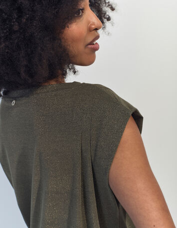 REGINA - Robe kaki maille irisée -4