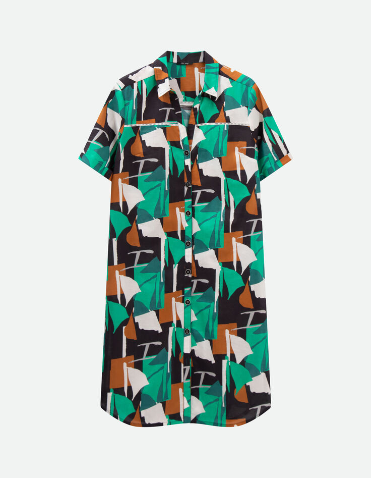 RAIN - Robe chemise green grass à imprimé abstraction arty-5