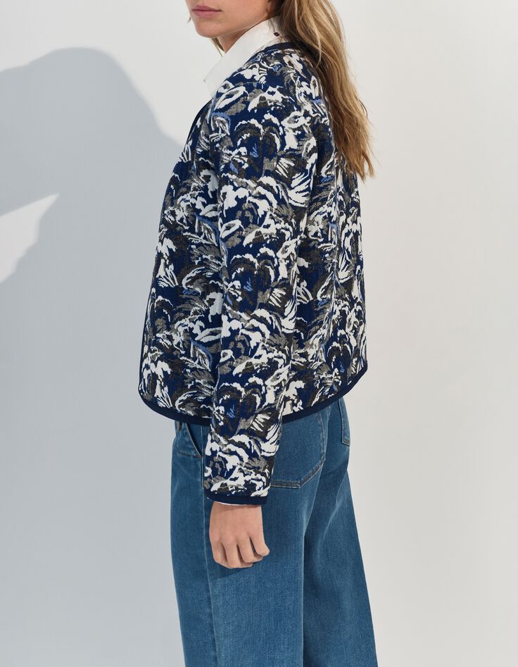 DORES - Blouson r&eacute;versible &eacute;crue jacquard motif &eacute;cume-1