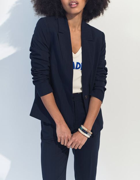 VIOLETA - Veste de costume marine &agrave; motif rayures tennis  - One Step