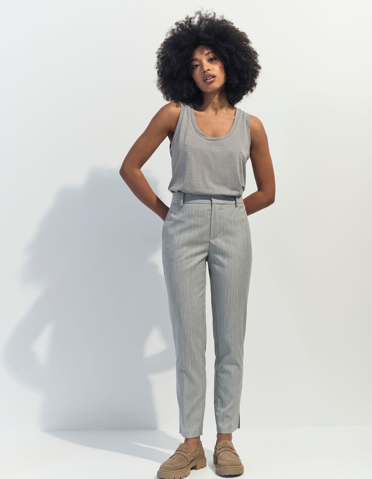 PAN - Pantalon de costume gris rayures tennis -1