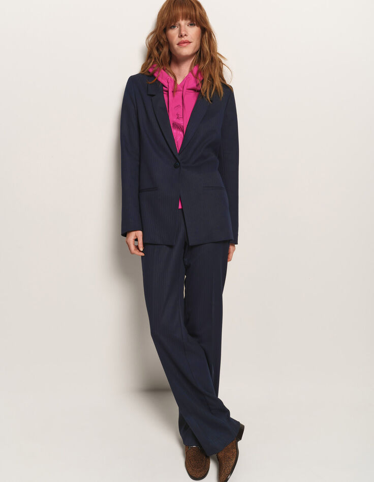 VANITY - Veste de costume marine rayures fantaisie-3