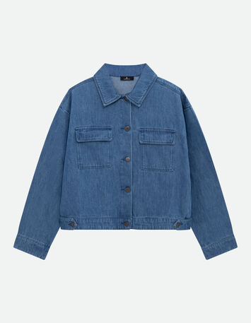 DANILO - Veste en jean bleu oversize poches poitrine-4