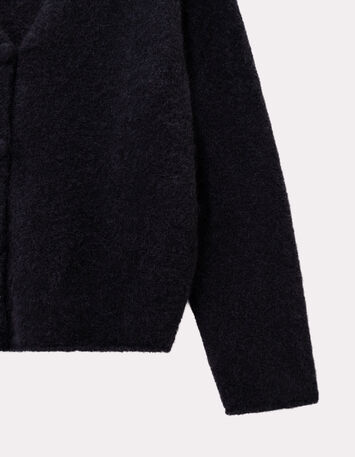 TECK - Cardigan noir tricot moelleux encolure V-3