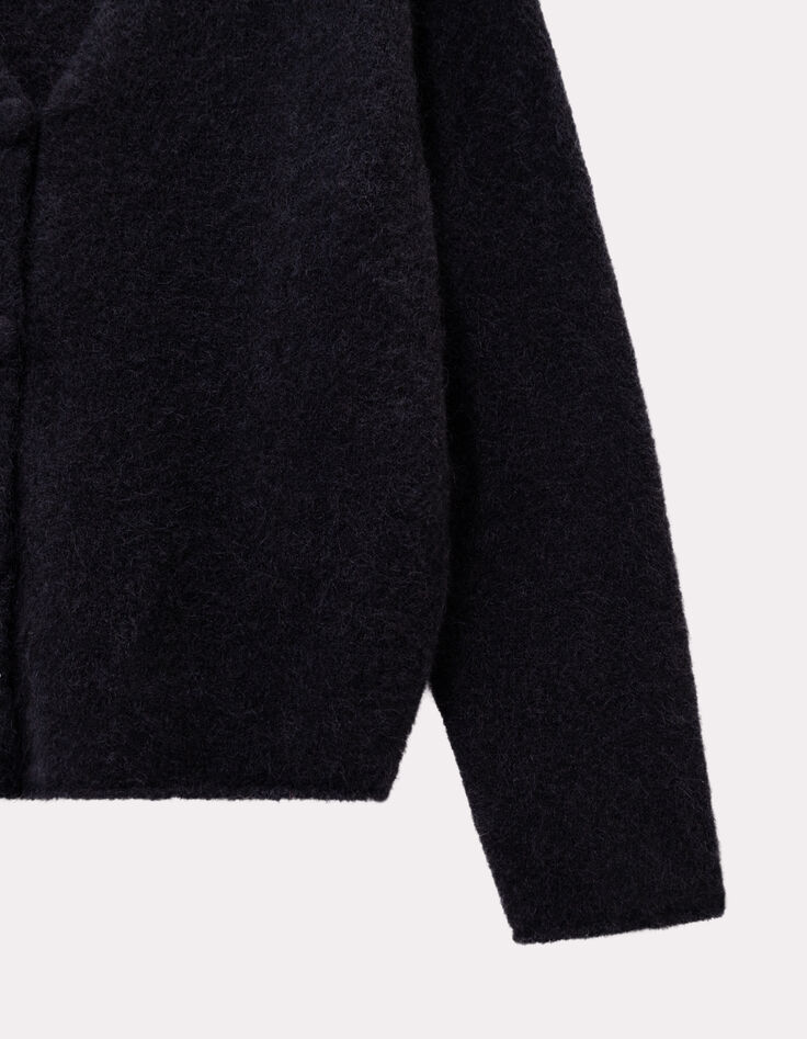 TECK - Cardigan noir tricot moelleux encolure V-3