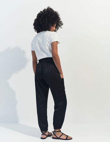 PAZIA - Pantalon battle noir satiné -4