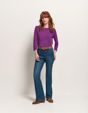 MAKYA - T-shirt manches longues violet maille irisée-5