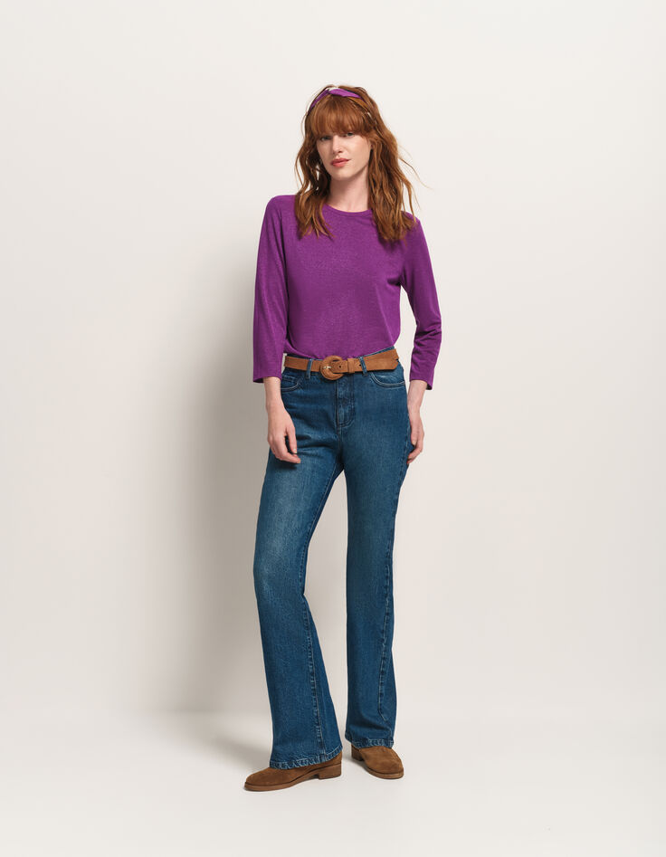 MAKYA - T-shirt manches longues violet maille irisée-5