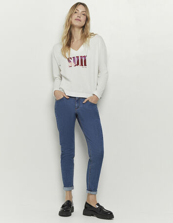 LE INDI - Jean slim medium wash 7/8ème effet push up-5