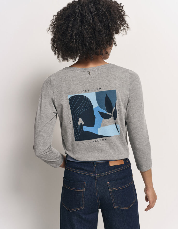 MARA - T-shirt gris danseuse bleue revisitée dos-2 MARA - T-shirt gris danseuse bleue revisitée dos-2