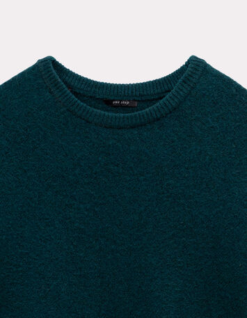 ALAMO - Poncho vert tricot col rond-2