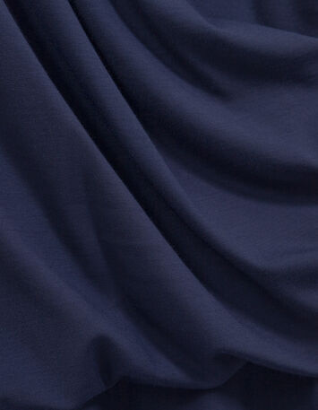 RISOUL - Robe marine effet drapé côté-5