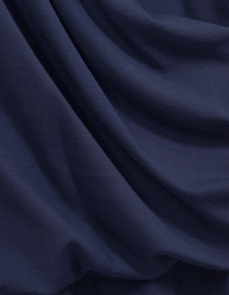 RISOUL - Robe marine effet drapé côté-5