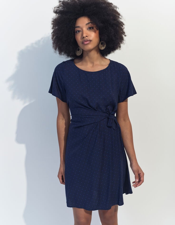 RAMI - Robe bleue Lenzing Ecovero minimaliste carrés-2