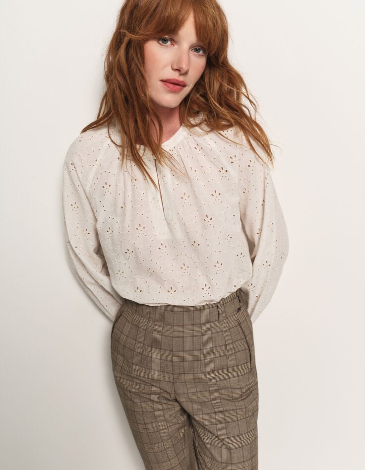 COLOMBE - Blouse écrue coton bio broderies all over-1 COLOMBE - Blouse écrue coton bio broderies all over-1