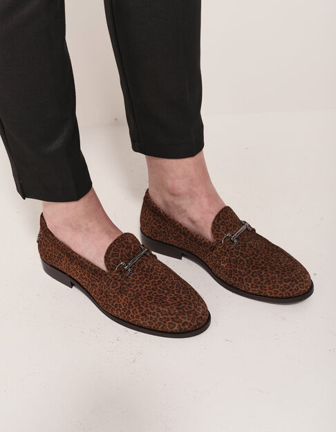 O.ELENA - Mocassins camel cuir velours motif léopard - One Step