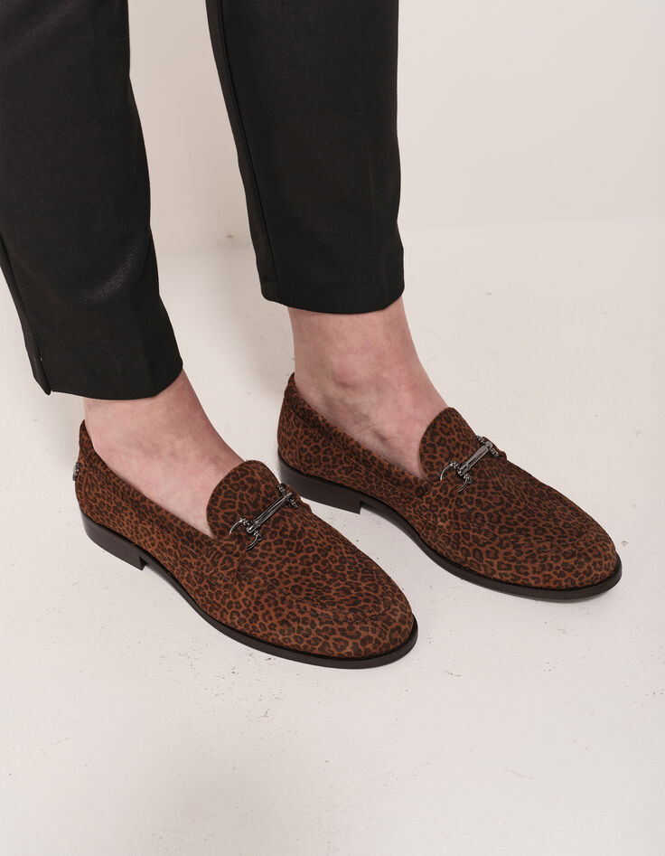 O.ELENA - Mocassins camel cuir velours motif léopard-1 O.ELENA - Mocassins camel cuir velours motif léopard-1
