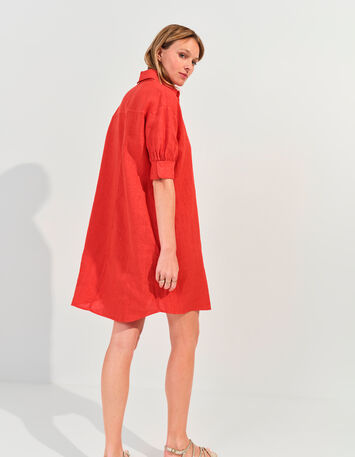 REACH - Robe chemise orange lin certifié surteint-5