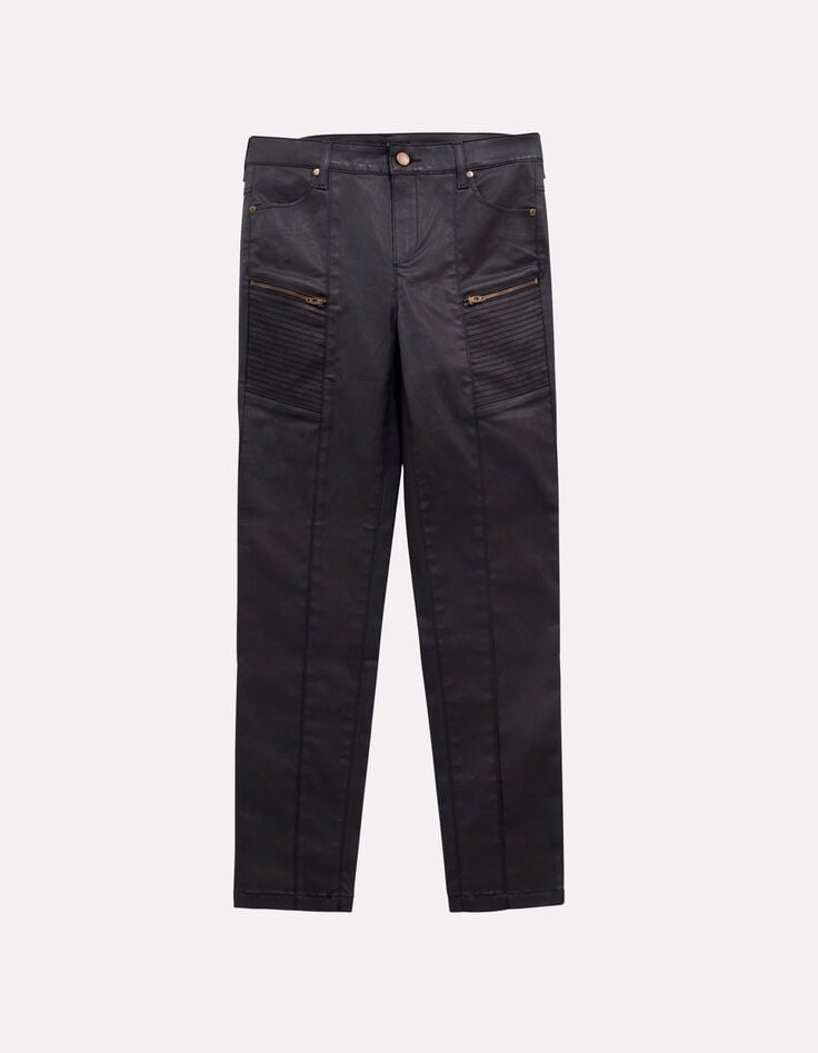 LE DANA - Jean noir enduit esprit motard-1 LE DANA - Jean noir enduit esprit motard-1