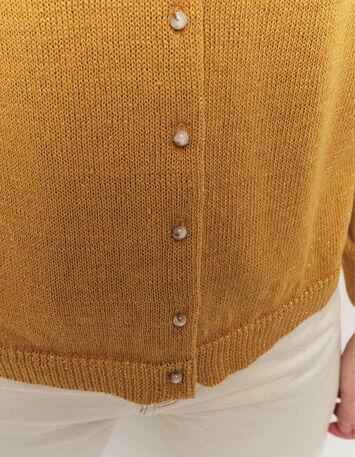TASTE - Cardigan miel tricot lurex col bateau-4