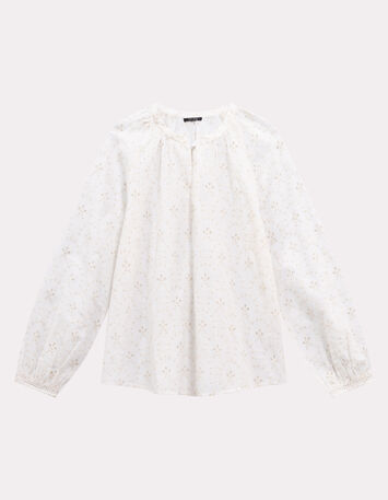 COLOMBE - Blouse écrue coton bio broderies all over-5