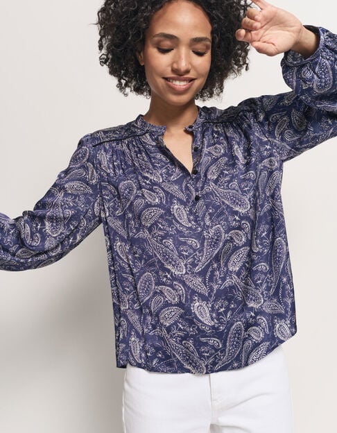 CLUSE - Blouse bleue Lenzing™ Ecovero™ cachemire - One Step