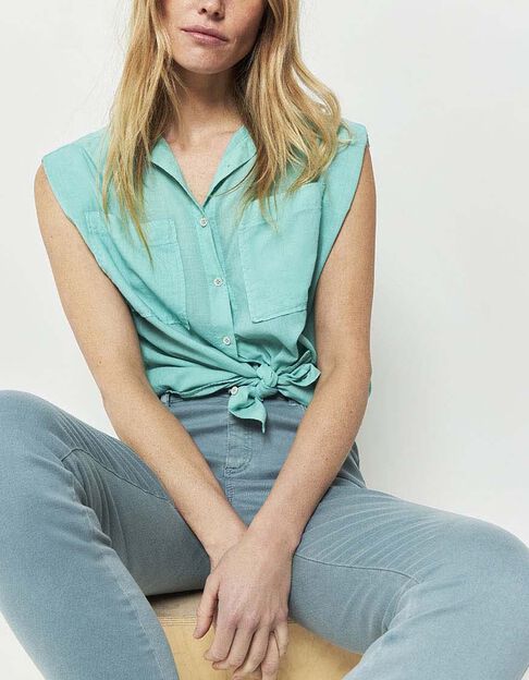 CENTURY - Chemise menthe en voile de coton - One Step