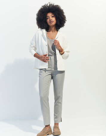 MONTES - Cardigan blanc molleton capuche fantaisie -7