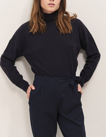 PARROT - Pantalon tapered  marine &agrave; motif rayures-5