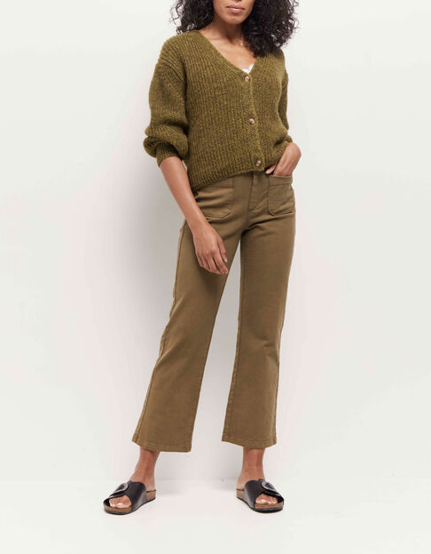 THOM - Cardigan réversible kaki tricot - One Step