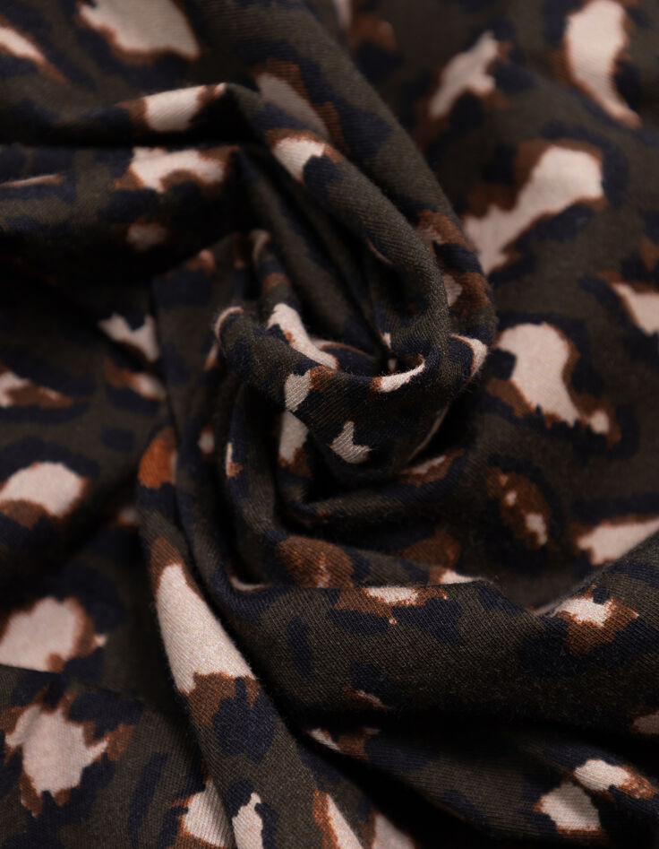 MADIAN - T-shirt kaki coton bio imprimé tachiste animalier-7