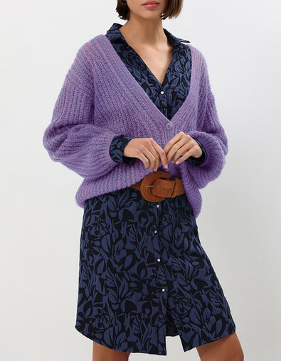 THILO  - Cardigan améthyste tricot fantaisie - One Step